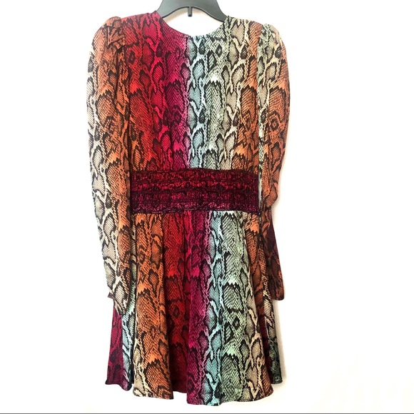 NWT AFRM Violaine Smocked Snake Print Mini Dress - Picture 6 of 15
